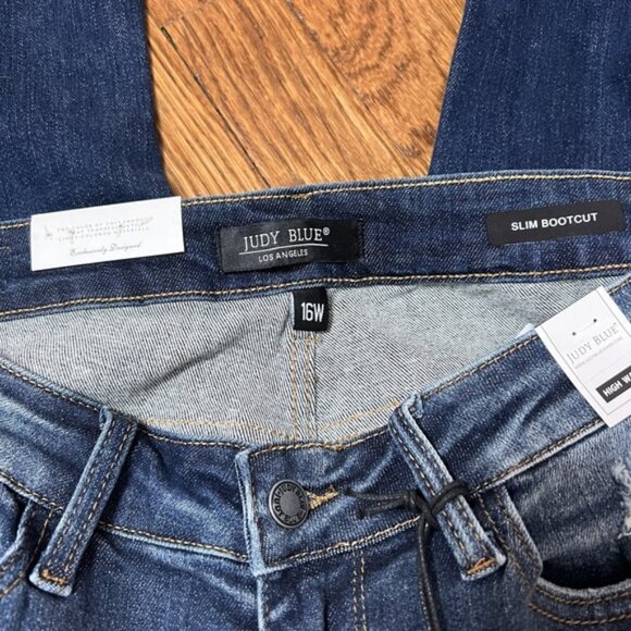 NWT Judy Blue Jeans Slim Bootcut High Rise Dark Wash Denim Stretch Women's 16W - Picture 7 of 9